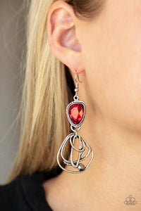 Galactic Drama - Red Paparazzi Earrings