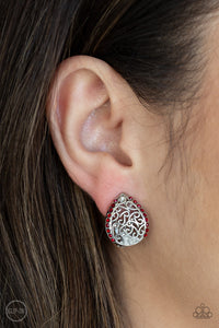 Garden Date - Red Clip-on Paparazzi Earrings