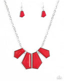 Get Up and Geo - Red Paparazzi Necklace