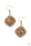 Glam Glow - Brass Paparazzi Earrings