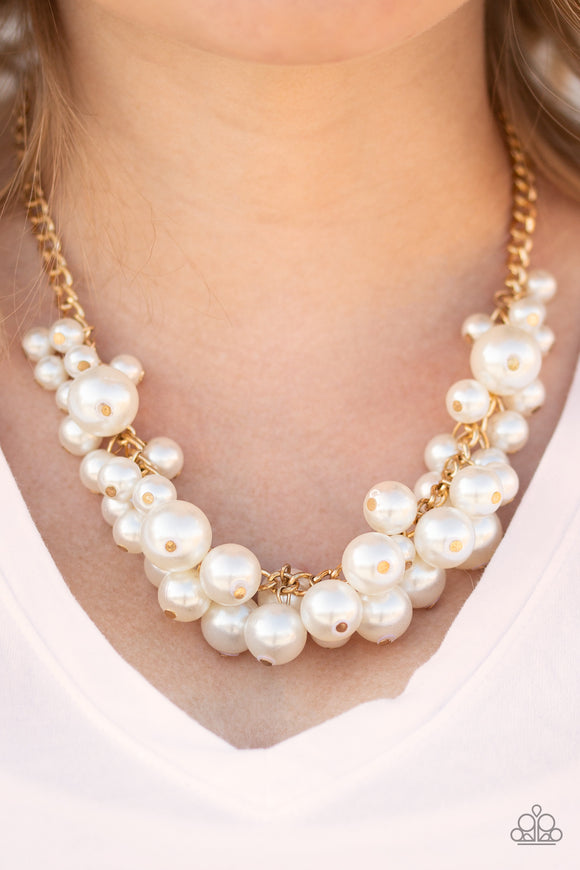 Glam Queen Pearl - Gold Paparazzi Necklace