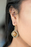 Glam Glow - Brass Paparazzi Earrings