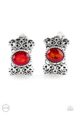 Glamorously Grand Duchess - Red Clip-on Paparazzi Earrings