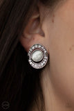 GLOW of Force - White Clip-on Paparazzi Earrings