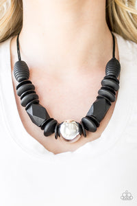 Grand Turks Getaway - Black Wood Paparazzi Necklace