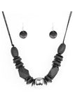 Grand Turks Getaway - Black Wood Paparazzi Necklace