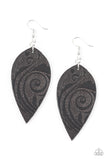 Groovy Grove - Black Leather Paparazzi Earrings