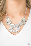 Grotto Grandeur White - Silver Paparazzi Necklace