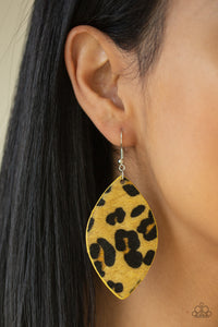 GRR-irl Power - Yellow Leather Paparazzi Earrings Set