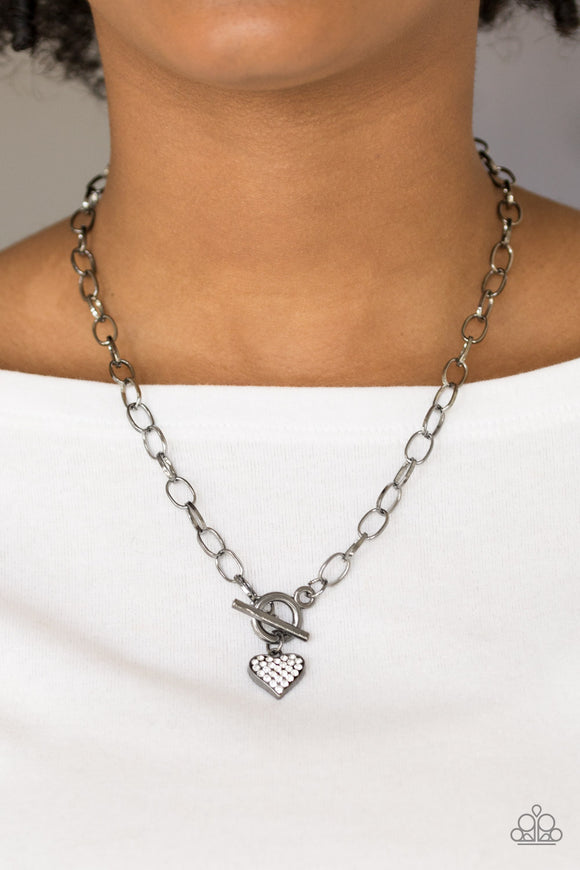 Harvard Hearts - Gunmetal Paparazzi Necklace