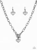 Harvard Hearts - Gunmetal Paparazzi Necklace