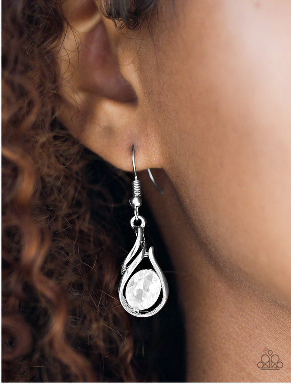 Haute On Your Heels - White Paparazzi Earrings