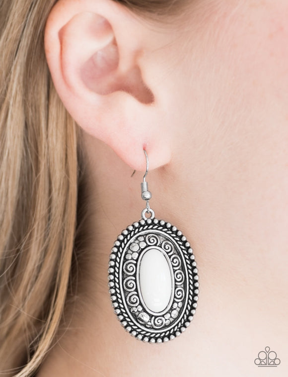 Haute Hacienda - White Paparazzi Earrings