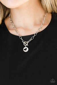 Heartbeat Retreat White - Silver Paparazzi Necklace