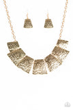 Here Comes The Huntress - Gold Paparazzi Necklace