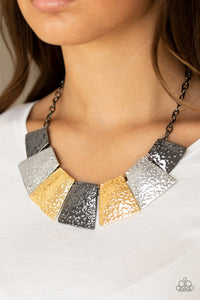 Here Comes The Huntress Multi - Gunmetal Paparazzi Necklace