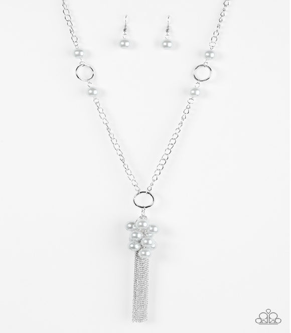 Hit The Runway Pearls - Silver Paparazzi Necklace