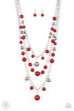 The Partygoer - Red Paparazzi Necklace Set