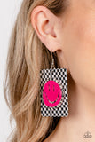 Cheeky Checkerboard - Pink Paparazzi Earrings