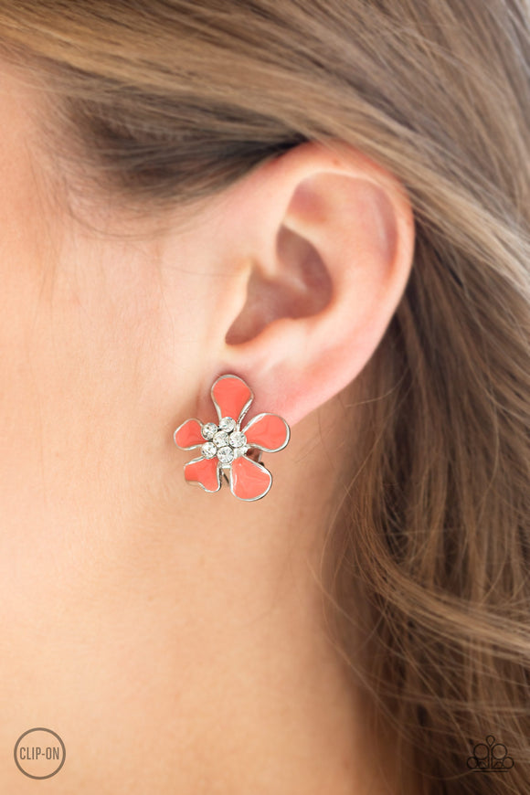 Island Iris - Orange Clip-on Paparazzi Earrings