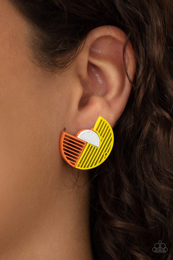 It's Just an Expression - Yellow Paparazzi Earrings