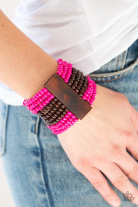 Jamaican Me Jam - Pink Wood Paparazzi Bracelet