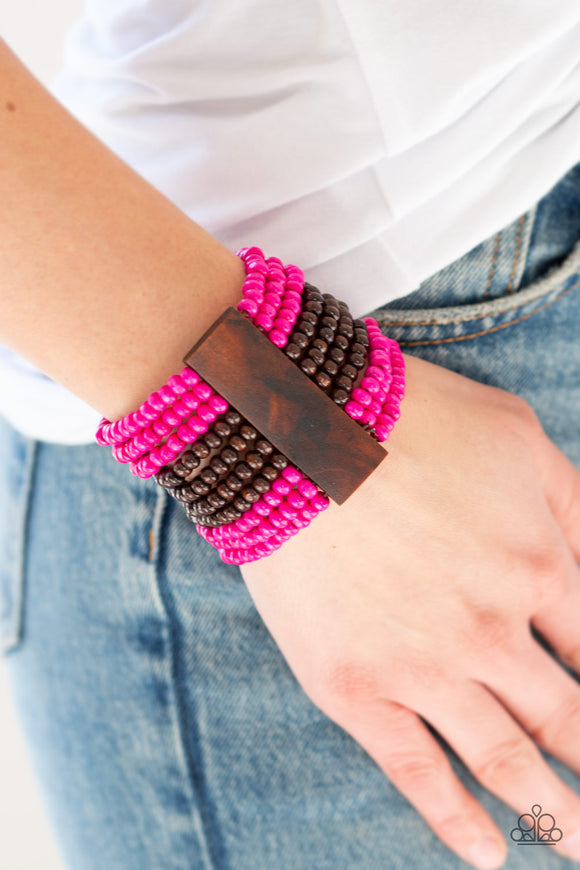 Jamaican Me Jam - Pink Wood Paparazzi Bracelet