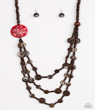 Jungle Jive - Red Wood Paparazzi Necklace