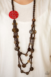 Jungle Jive - Red Wood Paparazzi Necklace