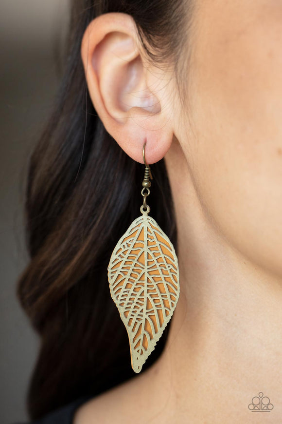 Leafy Luxury - Brass Paparazzi Earrings