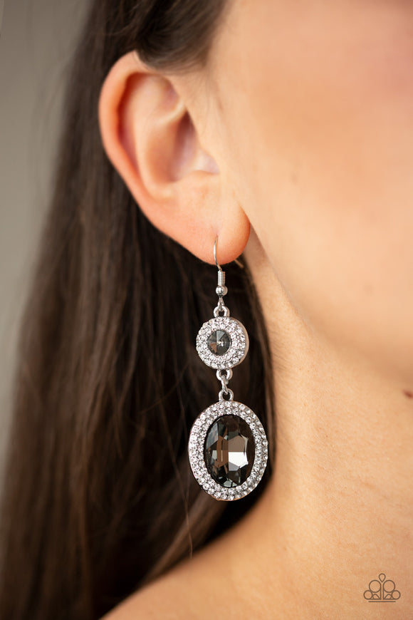 Let It BEDAZZLE - White Bling Paparazzi Earrings