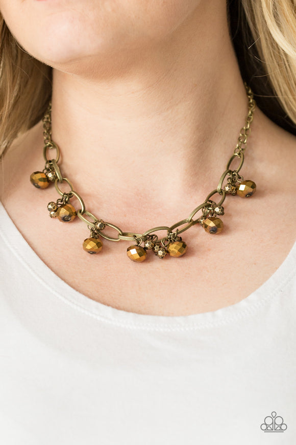 Lets Get This Fashion Show On The Road - Brass Paparazzi Necklace