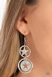 Liberty and SPARKLE for All - White Paparazzi Earrings