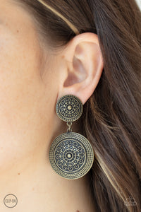 Magnificent Medallions - Brass Clip-on Paparazzi Earrings