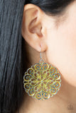 MANDALA Effect - Yellow Paparazzi Earrings