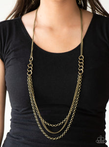 Mechanical Mayhem - Brass Paparazzi Necklace