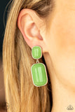 Meet Me At The Plaza - Green Clip-on Paparazzi Earrings