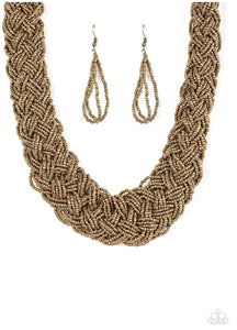 Mesmerizingly Mesopotamia - Brass Seed Bead Paparazzi Necklace