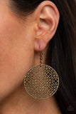 Metallic Mosaic - Brass Paparazzi Earrings