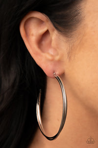 Monochromatic Curves - Silver Paparazzi Earrings