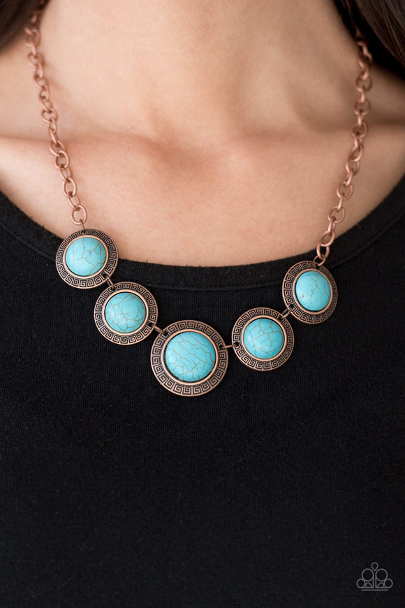 Mountain Roamer Copper - Blue Paparazzi Necklace