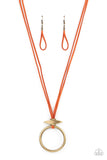 Noticeably Nomad - Orange Paparazzi Necklace - Leather