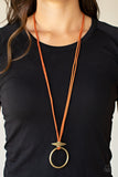 Noticeably Nomad - Orange Paparazzi Necklace - Leather