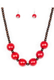 Oh My Miami - Red Wood Paparazzi Necklace