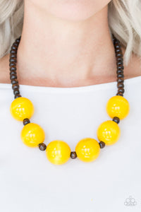 Oh My Miami - Yellow Wood Paparazzi Necklace