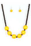 Oh My Miami - Yellow Wood Paparazzi Necklace