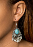 Onward and Westward - Blue Paparazzi Earrings