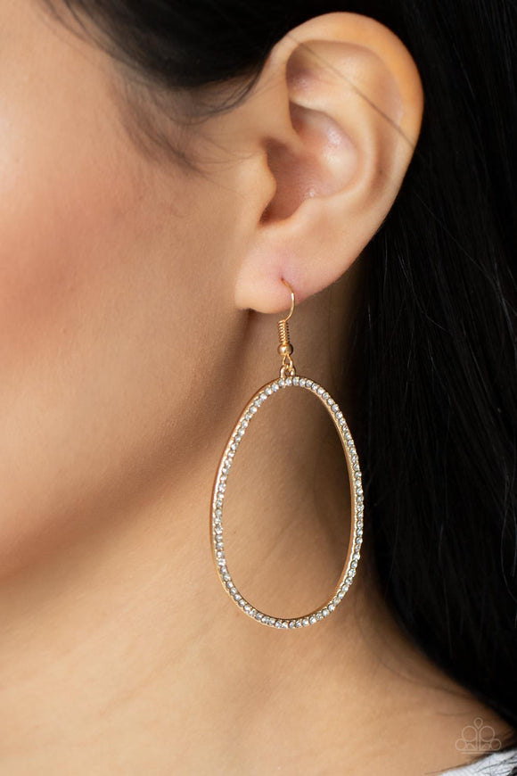 OVAL-ruled - Gold Paparazzi Earrings