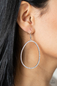 OVAL-ruled! - White Bling Paparazzi Earrings