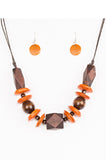 Pacific Paradise - Orange Wood Paparazzi Necklace